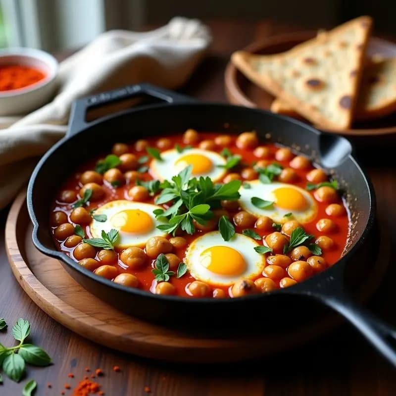 Shakshuka de Calabacín y Garbanzos con Hierbas Frescas: Desayuno Norteafricano Vegano
