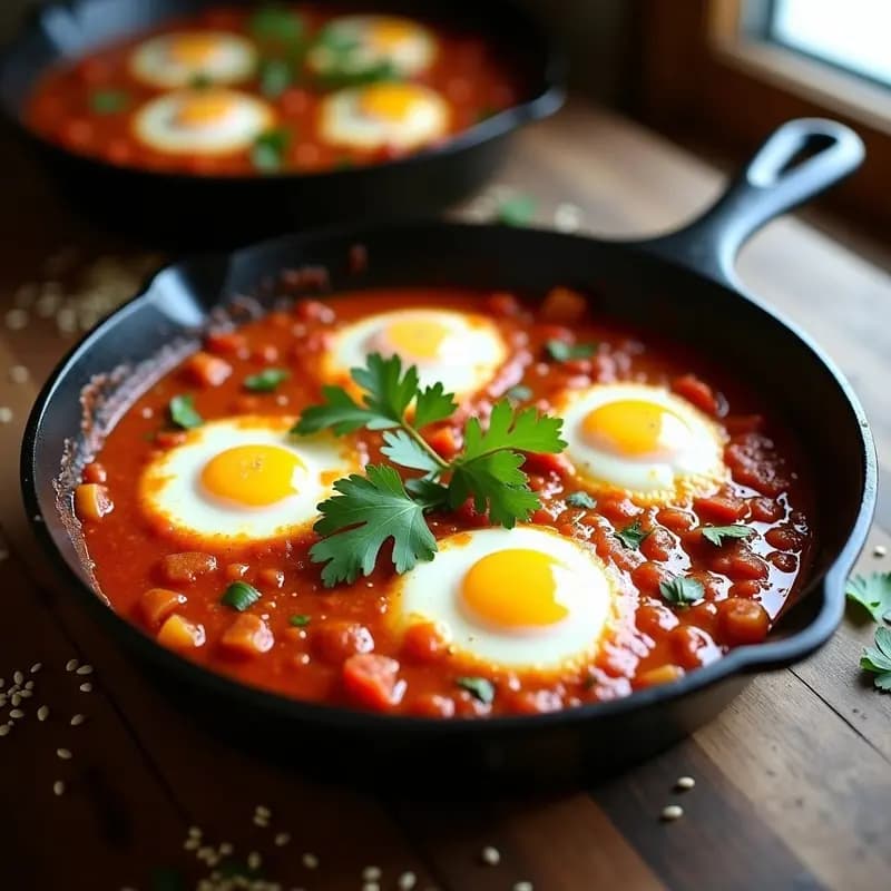 Shakshuka de Calabacín y Pimientos con Huevo Poché: Receta Tunecina Keto