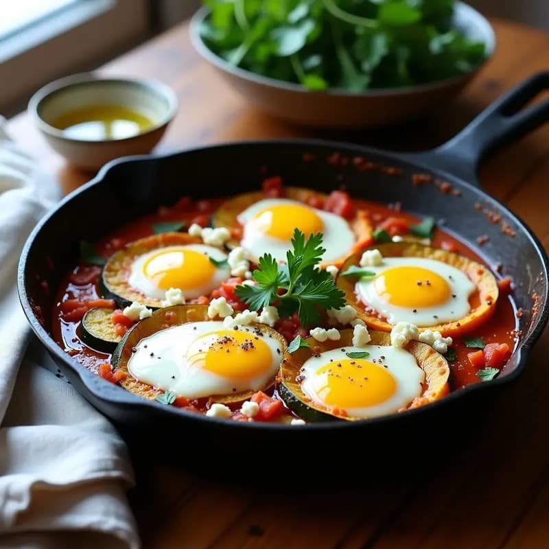 Shakshuka de Calabacín y Queso de Cabra: Receta Tunecina en Sartén y Alta en Proteína