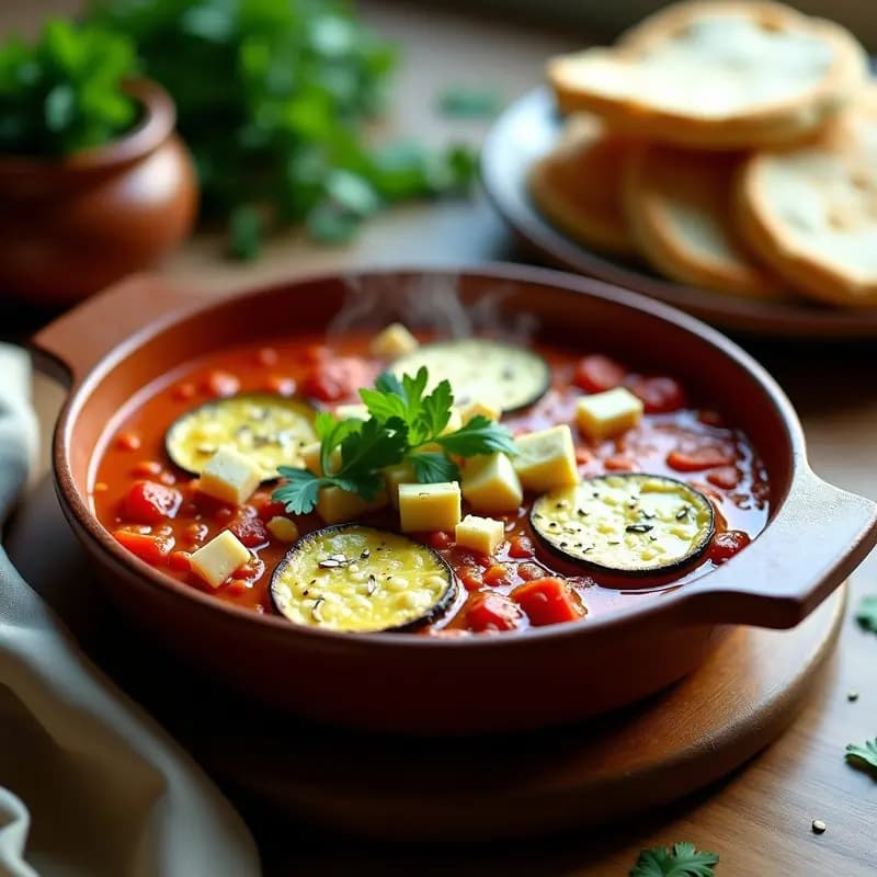 Shakshuka de Calabacín y Queso Feta: Receta Magrebí Vegana con Toque de Comino