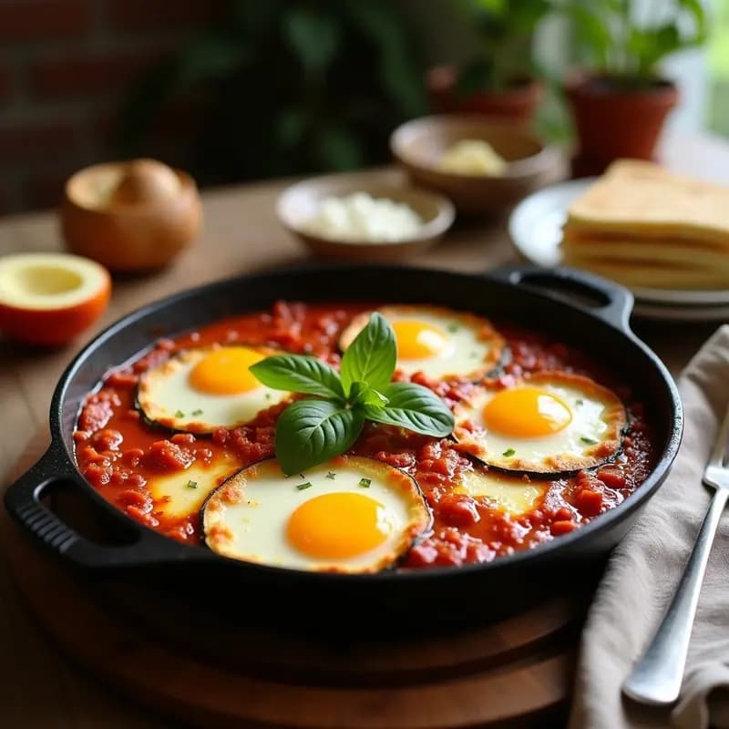 Shakshuka de Calabacín y Queso Feta: Desayuno Tunecino con Toque Mediterráneo
