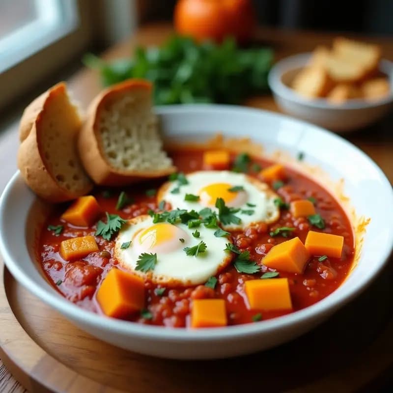 Shakshuka de Calabaza y Feta Vegana: Desayuno Tunecino Sin Huevo en 15 Minutos