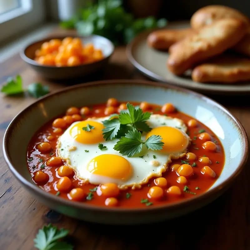 Shakshuka de Calabaza y Garbanzos con Huevo de Pata: Desayuno Marroquí Alto en Hierro y Proteína