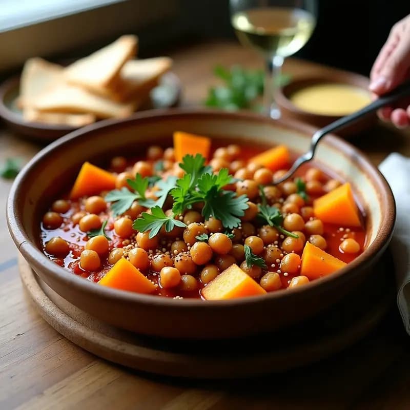 Shakshuka de Calabaza y Garbanzos: Desayuno Líbano Vegano con Pan de Pita