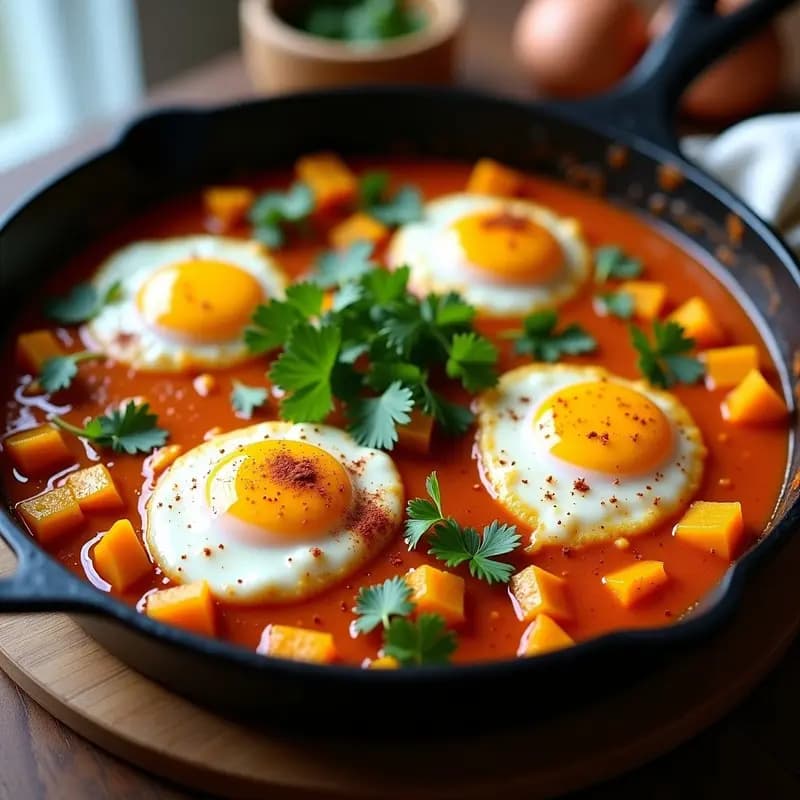Shakshuka de Calabaza y Huevos de Pato: Desayuno Tunecino Keto y Alto en Hierro