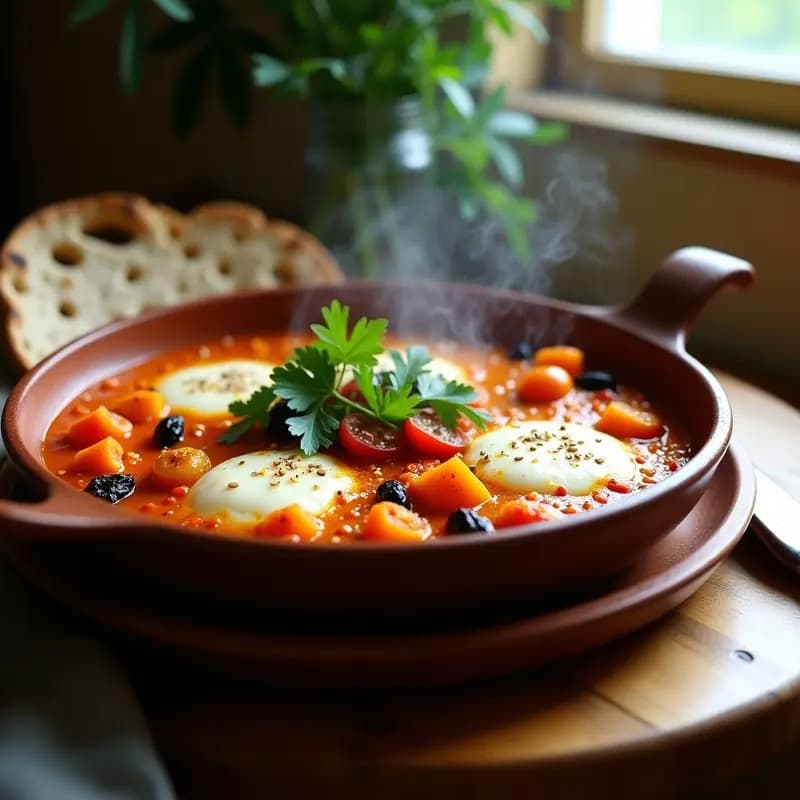 Shakshuka de Calabaza y Tomates Secos: Desayuno Tunecino Vegano y Reconfortante