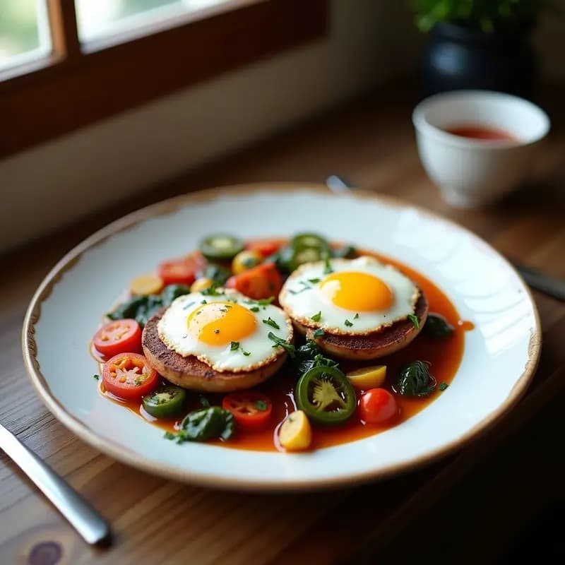 Shakshuka de Champiñones Portobello y Pimientos: Desayuno Vegano con Huevos de Lino