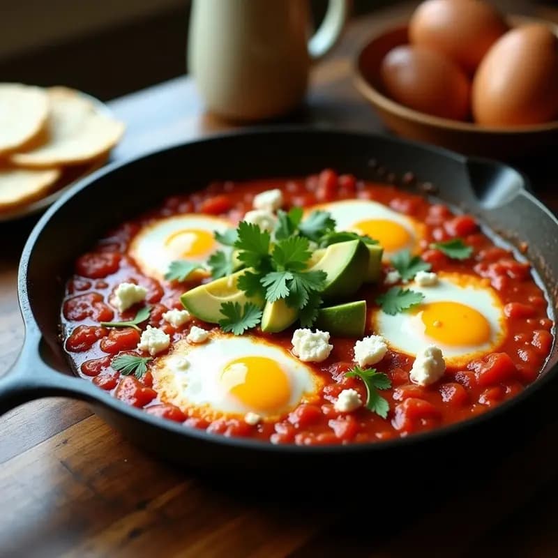 Shakshuka con Toque Mexicano: Huevos en Salsa de Chipotle y Tomate para Desayuno o Cena
