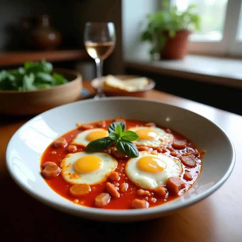 Shakshuka con Chorizo Ibérico y Queso Manchego: Receta Fusion Española en Sartén