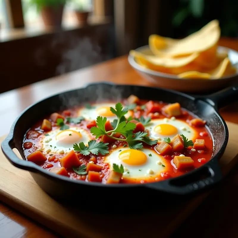 Shakshuka con Chorizo y PATATA: Receta Fusion Libia-Mexicana en Sartén de Hierro