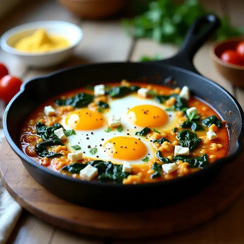 Shakshuka de Coliflor y Espinacas: Desayuno Tunecino Keto y Sin Tomate