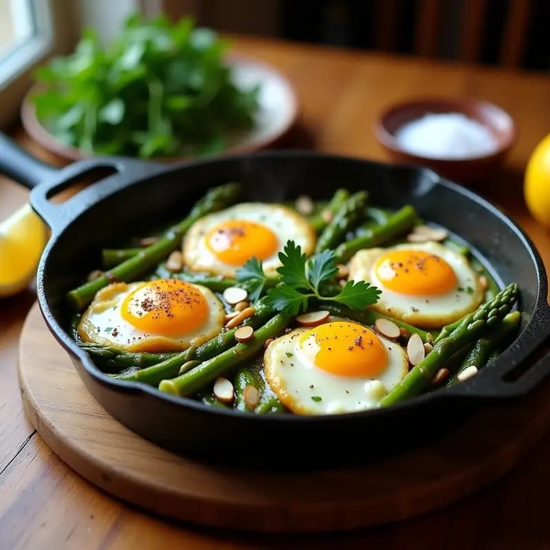 Shakshuka de Espárragos y Pimientos Verdes: Receta Norteafricana Sin Tomate y Sin Gluten