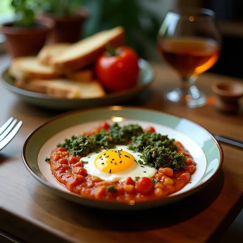 Shakshuka de Espárragos Verdes y Tomate: Receta magrebí con huevo poché
