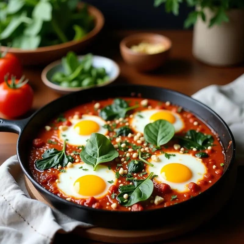 Shakshuka con Espinacas y Feta: Desayuno Libro en Olla con Toque Mediterráneo