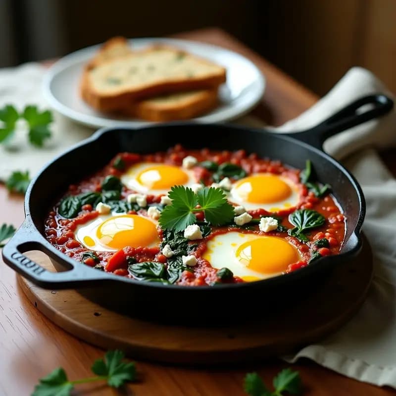 Shakshuka con Espinacas y Feta: Receta del Norte de África en Sartén y Keto