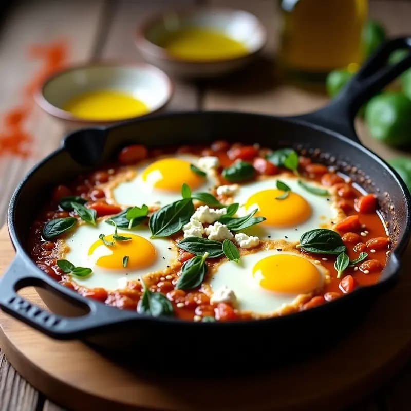 Shakshuka con Espinacas y Queso Feta: Receta Tunecina Keto y Alta en Hierro