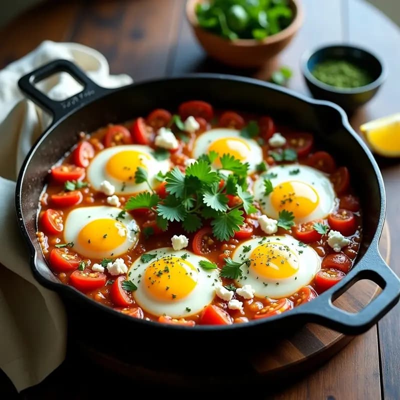 Shakshuka con Espirulina y Huevos de Codorniz: Receta Tunecina Alta en Proteína y Hierro