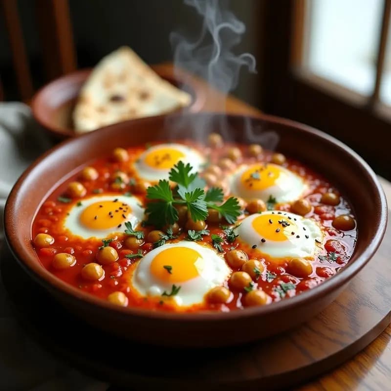 Shakshuka con Garbanzos: Huevos en Salsa de Tomate Árabe y Picante en Airfryer