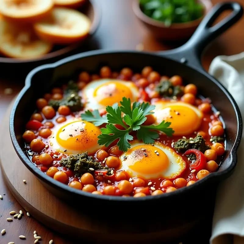 Shakshuka con Garbanzos y Algas: Receta Marroquí Rica en Hierro y Omega-3