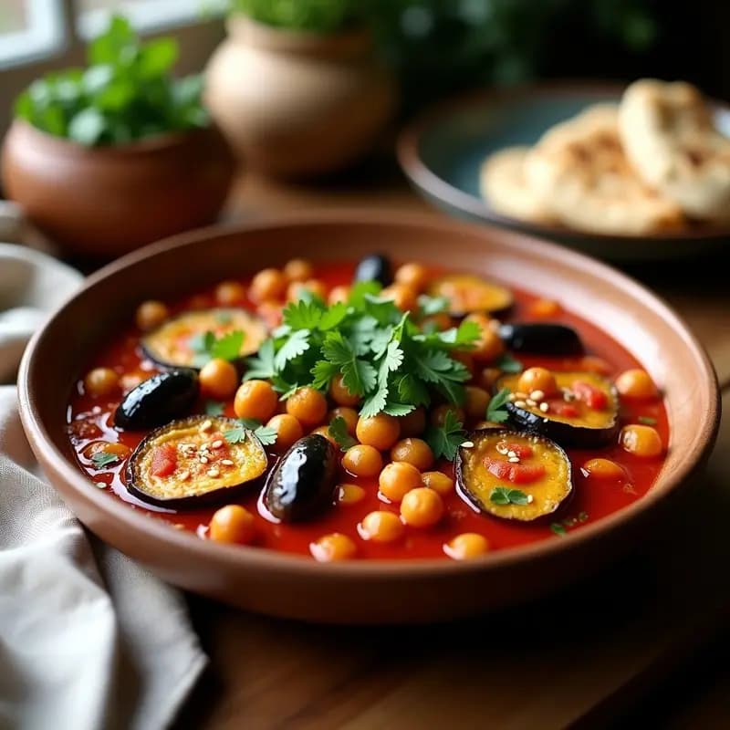 Shakshuka de Garbanzos y Berenjena: Versión Vegana del Clásico Norteafricano