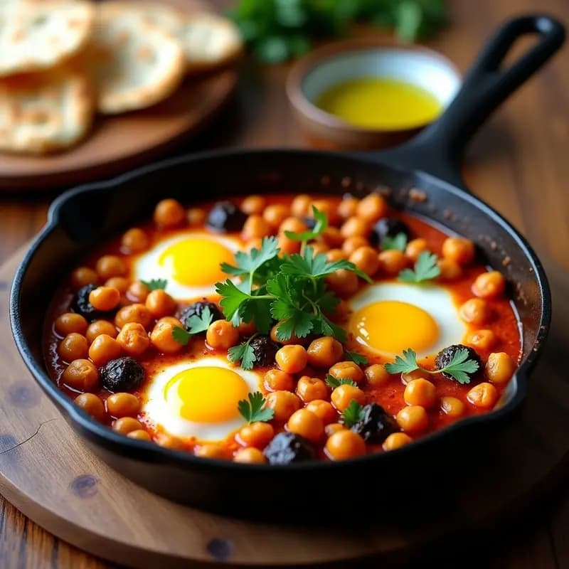 Shakshuka de Garbanzos y Berenjena: Desayuno Libio Vegano y Alto en Fibra