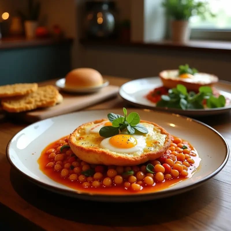 Shakshuka Tunecina con Garbanzos y Pimentón: Desayuno Árabe Rico en Proteínas