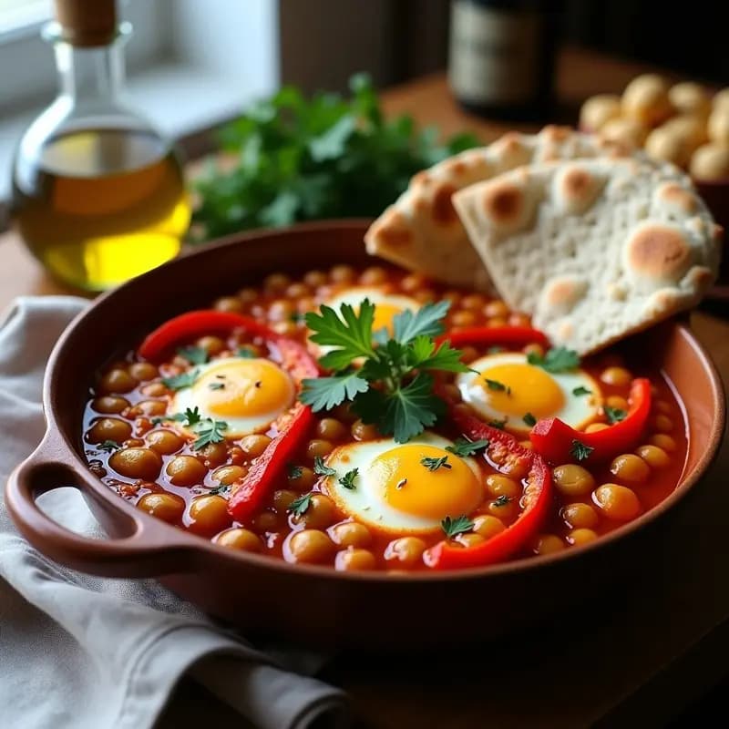 Shakshuka con Garbanzos y Pimientos Ahumados: Receta Israelí Vegana y en Olla Lenta