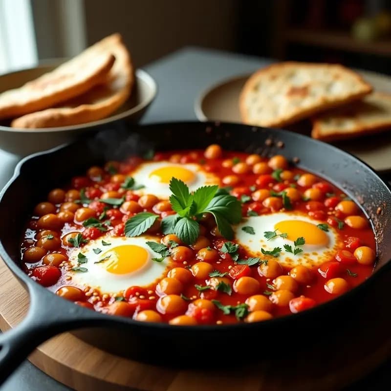 Shakshuka de Garbanzos y Pimientos Rojos: Receta Norteafricana Vegana y Reconfortante