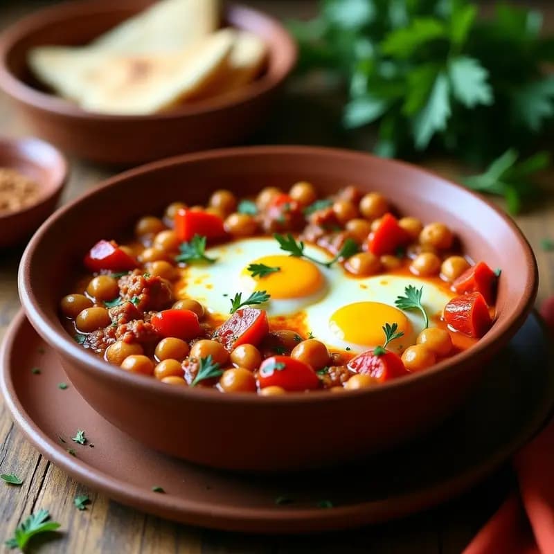 Shakshuka de Garbanzos y Pimientos: Receta Marocí Vegana y Alta en Proteínas