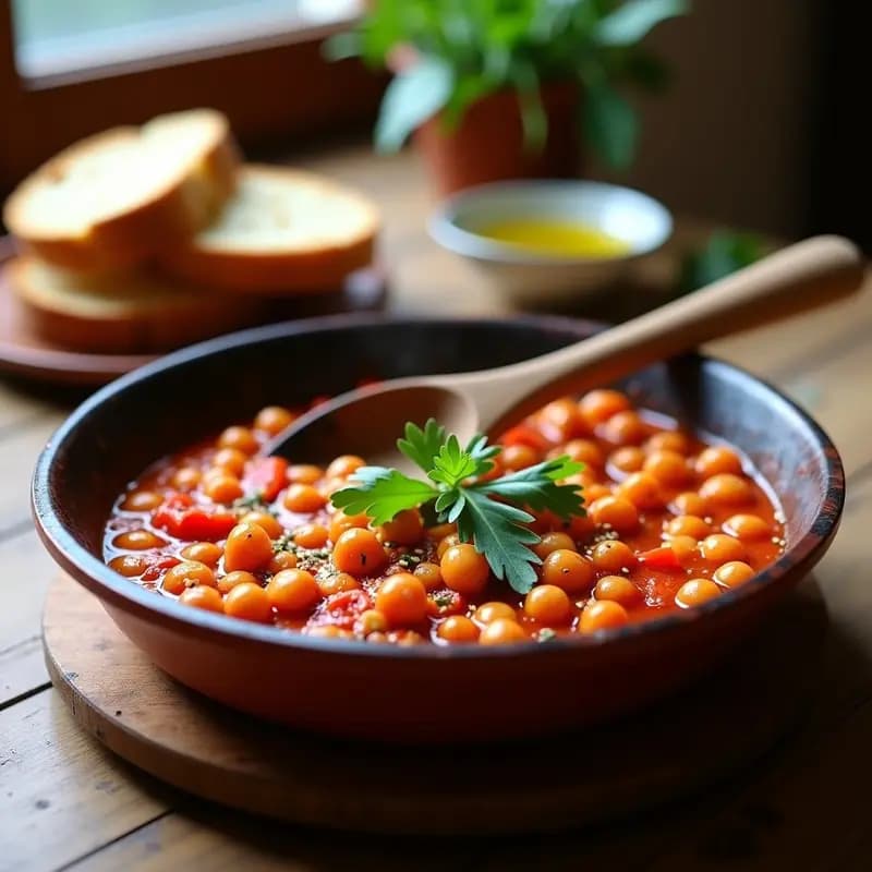 Shakshuka de Garbanzos y Pimientos Ahumados: Desayuno Tunecino Vegano en 20 Minutos