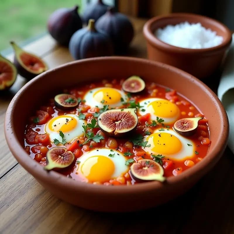Shakshuka Tunecina con Higos Caramelizados: Desayuno Norteafricano Sin Gluten