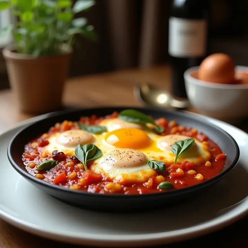 Shakshuka con Higos Caramelizados y Queso de Cabra: Desayuno Mediterráneo Dulce Salado en 20 Minutos