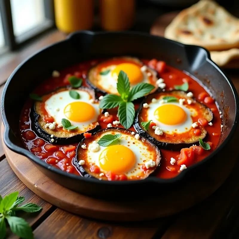 Shakshuka con Huevos y Berenjenas Asadas: Receta Norteafricana para Desayuno o Cena