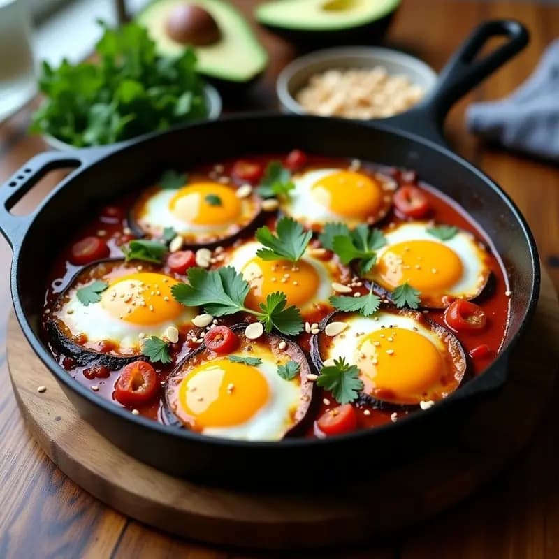 Shakshuka con Huevos de Codorniz y Berenjena: Receta Norteafricana Keto