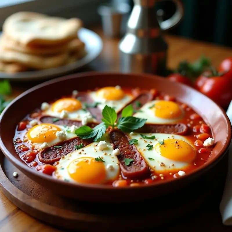 Shakshuka con Huevos de Codorniz y Merquez: Desayuno Marroquí Alto en Proteína