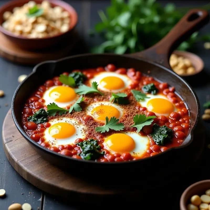 Shakshuka con Huevos de Codorniz y Meruezlos: Receta Marroquí en Sartén y Alta en Hierro