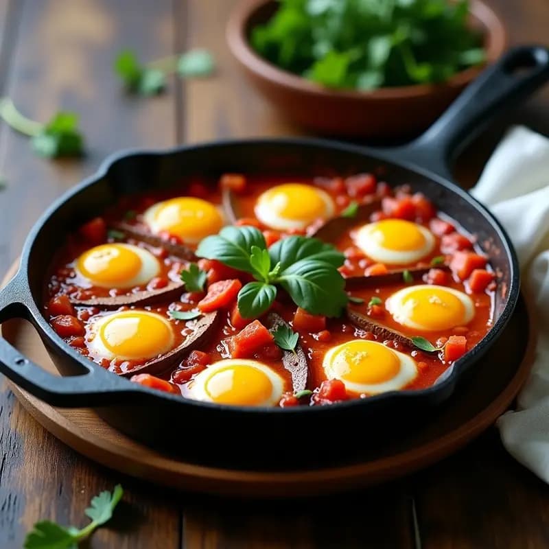 Shakshuka con Huevos de Codorniz y Pimentón Ahumado: Receta Nordafricana en Sartén