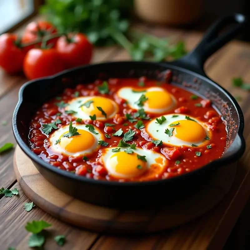 Shakshuka con Huevos y Pimentón Ahumado: Desayuno Israelí Picoante y Nutritivo