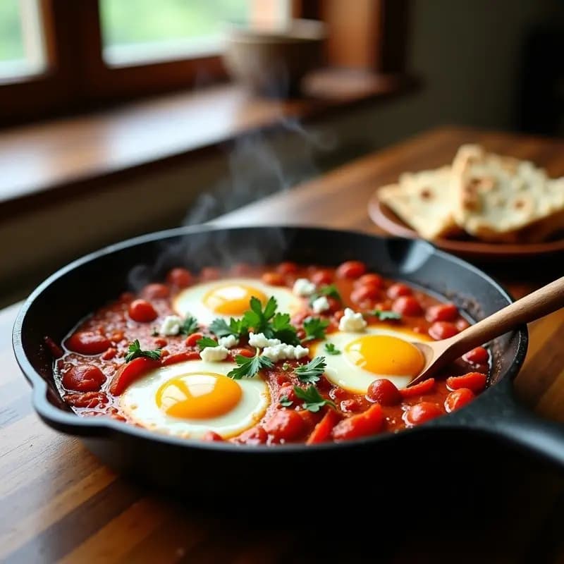 Shakshuka con Huevos y Pimientos Asados: Desayuno Norteafricano Alta en Proteína en 20 Minutos