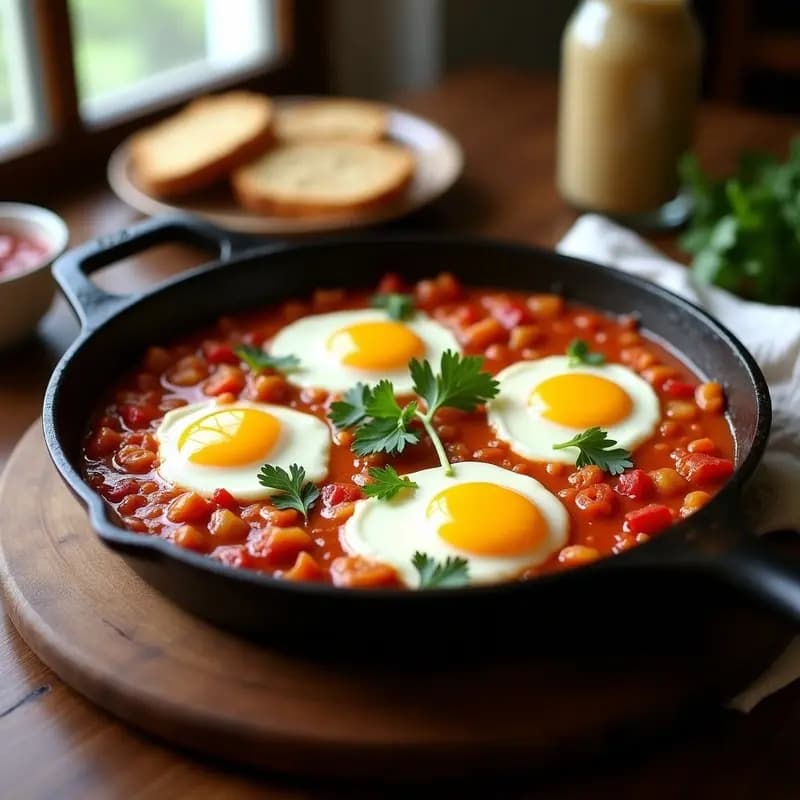 Shakshuka Norteafricana con Huevos y Tomate: Desayuno o Brunch Proteico