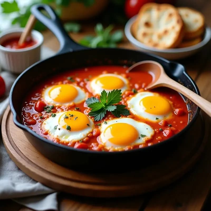 Shakshuka Tunecina con Huevos y Tomates Especiados: Receta para Desayunar o Cenar