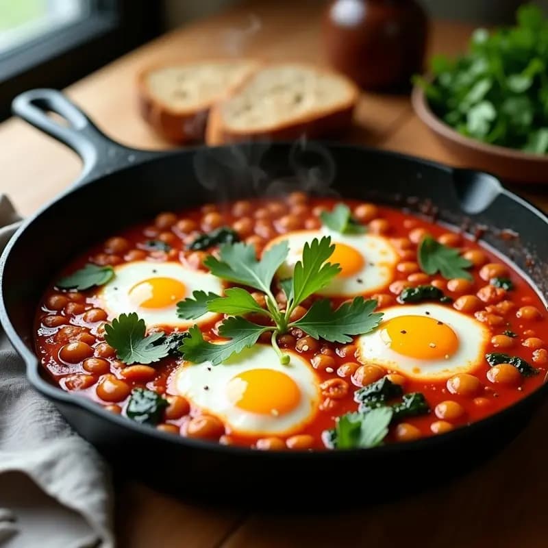 Shakshuka Israelí con Huevos y Pimentón: Desayuno Alto en Proteína y Especiado