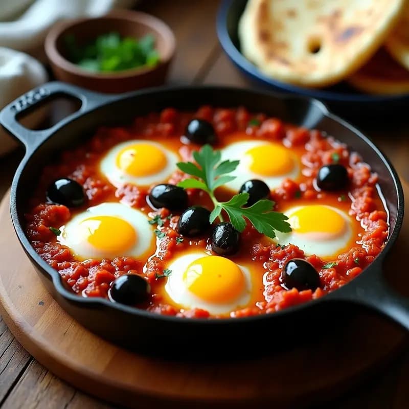 Shakshuka Marroquí con Cordero y Especias Ras el Hanout: Desayuno Salado en Sartén