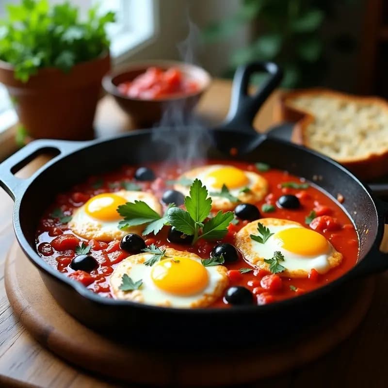 Shakshuka Marroquí con Merluza y Harissa: Receta Picante y Nutritiva para el Brunch