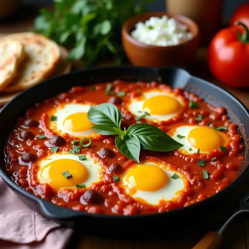 Shakshuka con Mercy y Queso Halloumi: Receta Túnez con Toque Mediterráneo en Sartén