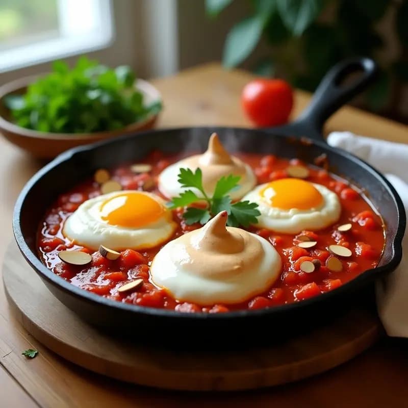 Shakshuka con Merengue de Huevos y Pimentón: Receta Marroquí para Desayuno o Cena