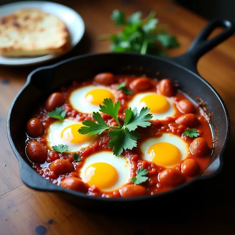 Shakshuka Tunisina con Merlinas y Huevos de Pata: Desayuno Norteafricano Alto en Hierro