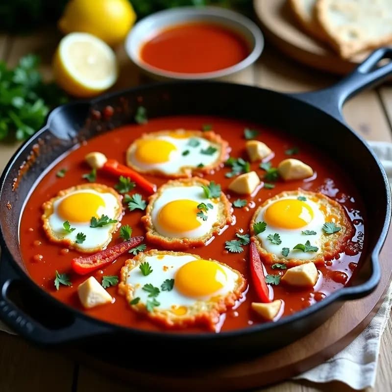 Shakshuka con Merluza Ahumada y Pimientos Asados: Receta Árabe Alta en Proteína en 20 Minutos