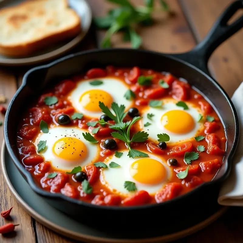 Shakshuka con Merluza Ahumada: Receta Tunecina Alta en Omega-3 en Sartén