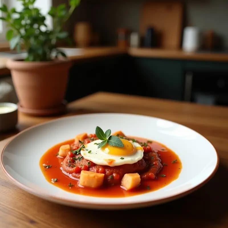 Shakshuka con Merluza y Espinacas: Receta Túnez-Alemana en Sartén